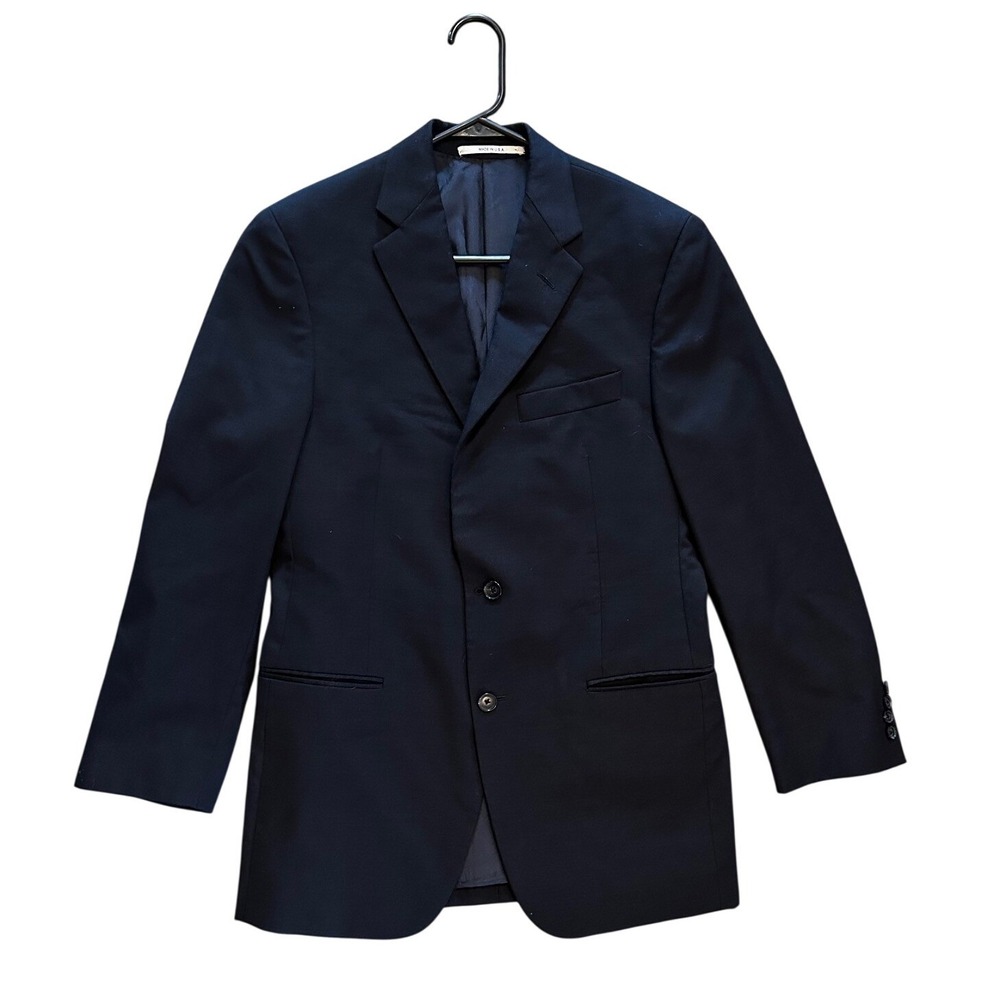 Hickey Freeman Mens Navy Blue 100% Worsted Wool Milburn Blazer Jacket 40